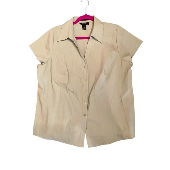 Style&Co. Woman Stretch Button-Up Shirt Short Sleeve Green Plus Size 16W NWT - Picture 1 of 4